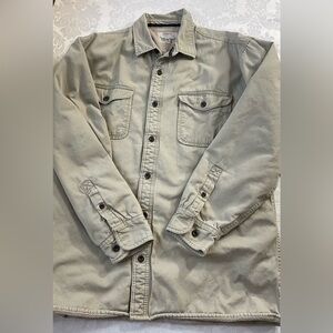 Levi’s Mens Size XL Khaki Fleece Sherpa Lined Button Down Shacket Vintage 2013
